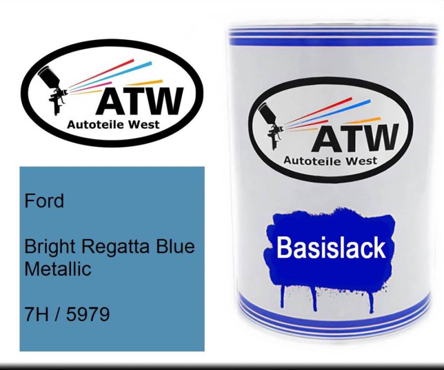 Ford, Bright Regatta Blue Metallic, 7H / 5979: 500ml Lackdose, von ATW Autoteile West.